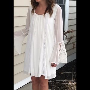 White bell sleeve dress